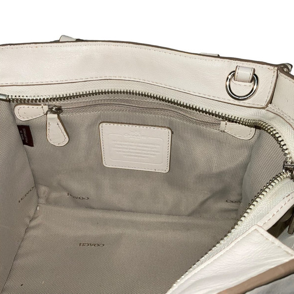 COACH CROSBY CARRYALL IN CROSSGRAIN LEATHER GOLD/CHALK - Picture 12 of 16